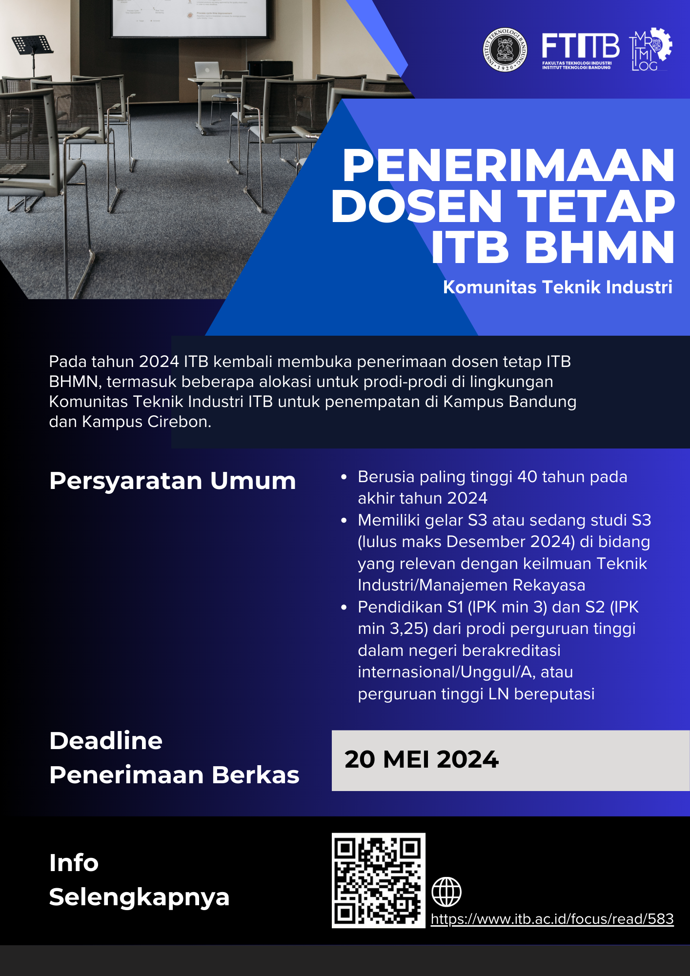 Penerimaan Dosen Tetap Itb Bhmn Program Magister Teknik Dan Manajemen 